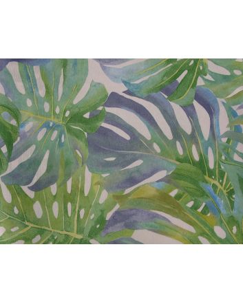 Tropical Leaves Cotton Rich Panama Canvas, Spring