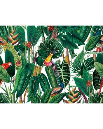 Tropical Rainforest Printed Velvet, Natural
