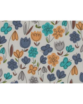 Tulip Garden Doodle Polycotton, Beige