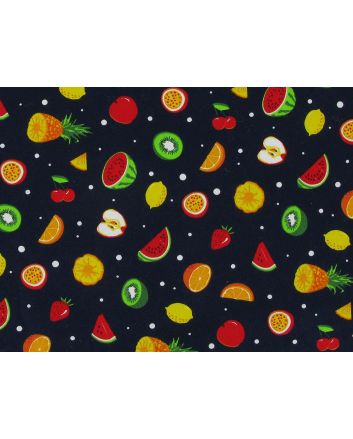 Tutti Fruiti Cotton Poplin Print, Navy