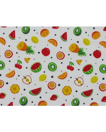 Tutti Fruiti Cotton Poplin Print, White
