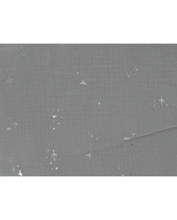 Twinkle Star Foil Print Double Gauze, Grey