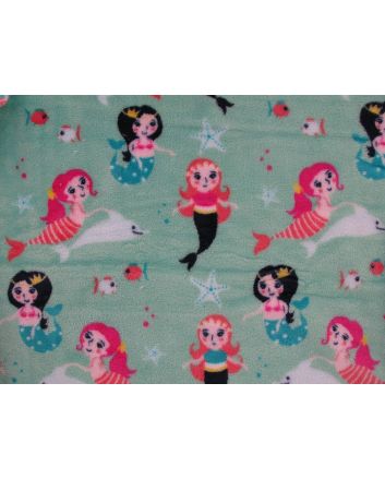 Ultra Soft Cuddle Fleece, Dolphin Mermaid, Mint