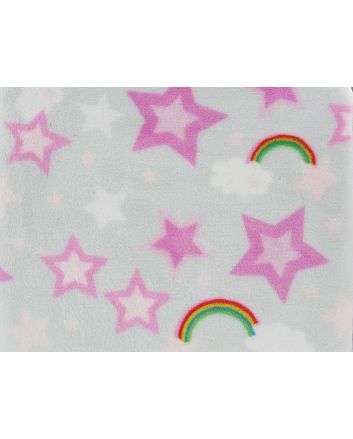Ultra Soft Cuddle Fleece Rainbow Stars, Silver