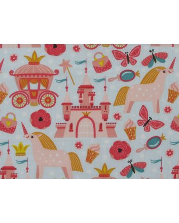 Unicorn Castle Polycotton Print, Sky