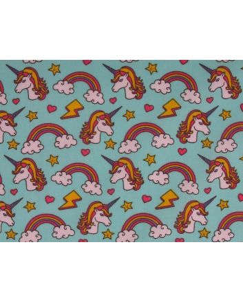 Unicorn Funk Polycotton Print, Aqua