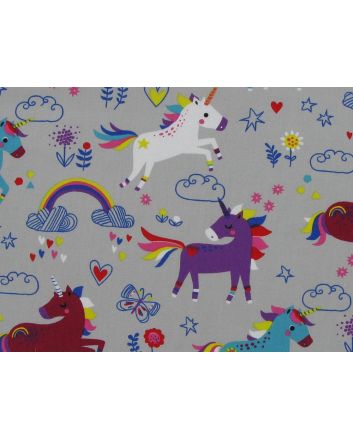 Unicorn Sketch Cotton Print, Silver