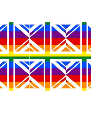 Union Jack Allover Cotton Panama, Bright Rainbow