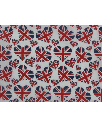 Union Jack Hearts Polyester Lining