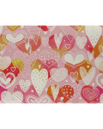 Valentines Collection Digital Cotton Print, Doodle Heart