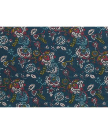 Vintage Garden Vine Cotton Print, Petrol