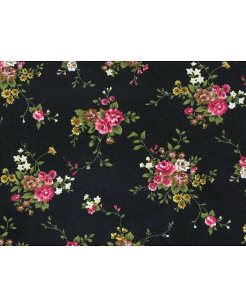 Vintage Rose Printed Needlecord, Black