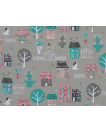 Walk About Town Polycotton  Print, Grey