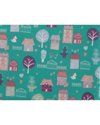 Walk About Town Polycotton  Print, Jade