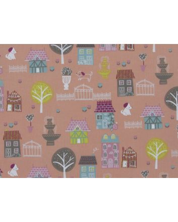 Walk About Town Polycotton  Print, Peach
