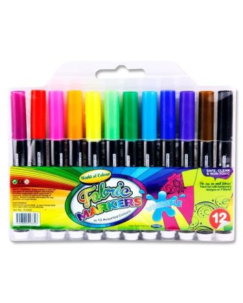 Washable Fabric Markers, Set of 12