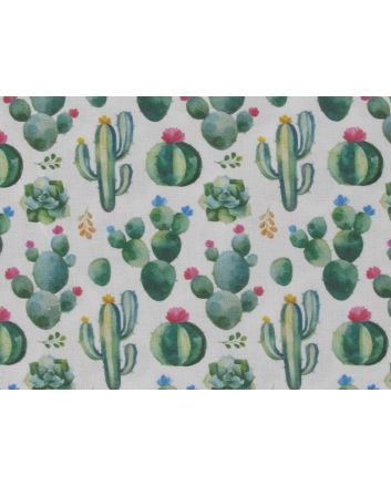 Watercolour Cactus Garden Cotton Print