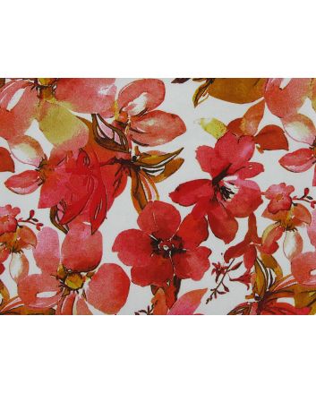 Watercolour Floral Garden Cotton Poplin, Red
