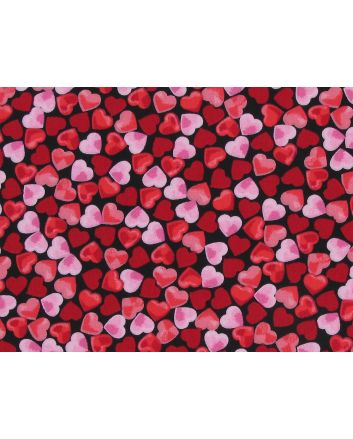 Watercolour Heart Confetti Cotton Poplin Print, Black