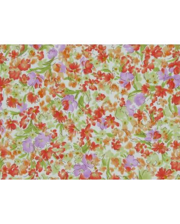 Watercolour Meadow Cotton Poplin Print, Orange