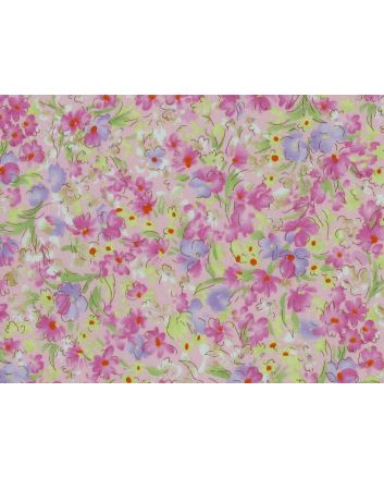 Watercolour Meadow Cotton Poplin Print, Pink