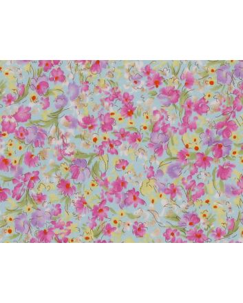 Watercolour Meadow Cotton Poplin Print, Sky