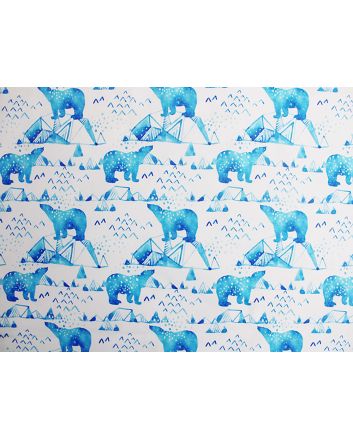 Watercolour Polar Bears Christmas Cotton Jersey