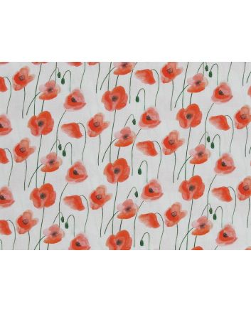 Watercolour Poppy Cotton Print