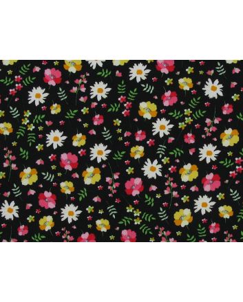 Watercolour Poppy Garden Cotton Poplin Print, Black