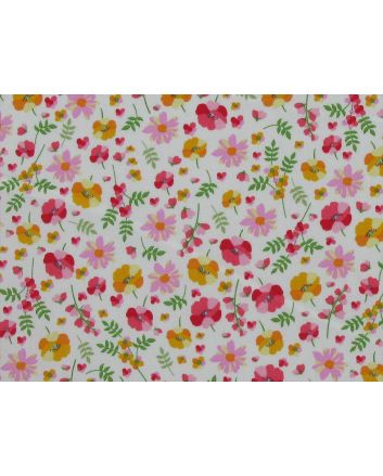 Watercolour Poppy Garden Cotton Poplin Print, Ivory