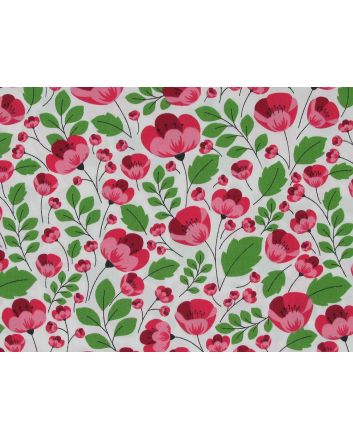 Whimsical Poppy Cotton Poplin Print, Ivory