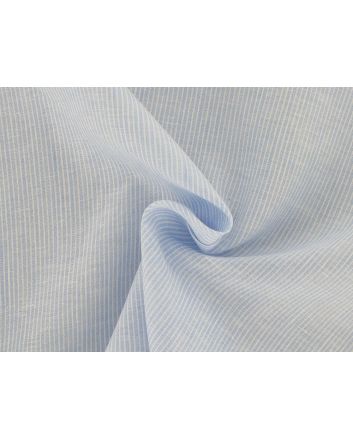 Wicklow Yarn Dyed Irish Linen Narrow Stripe, Light Blue