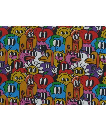 Wide Eyed Friends Cotton Print