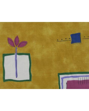 Wide Width Polycotton Sheeting, Flower Block, Yellow