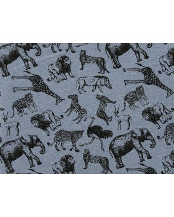 Wild Safari Loop Back Cotton Jersey, Blue