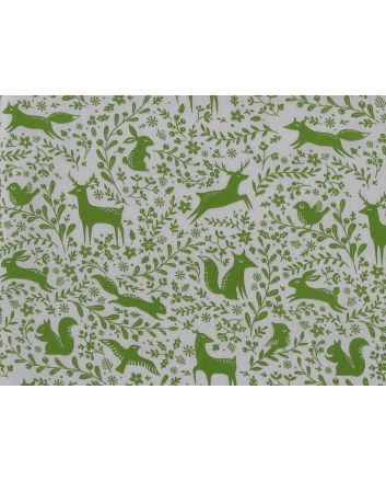 Winter Forest Scene Polycotton Print, Green