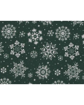 Winter Snowflakes Polycotton Print, Green
