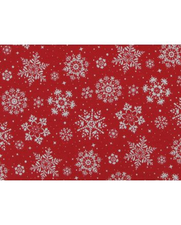 Winter Snowflakes Polycotton Print, Red