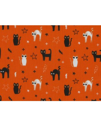 Witches Cat Polycotton, Orange