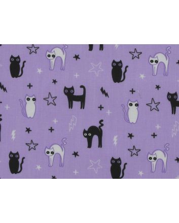 Witches Cat Polycotton, Purple