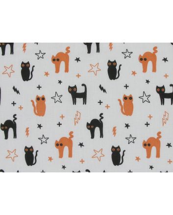 Witches Cat Polycotton, White
