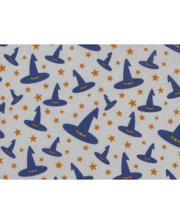 Witches Hat Polycotton Print, White