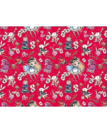 Wonderland Dance Cotton Print, Red