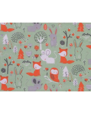 Woodland Cuties Polycotton Print, Mint