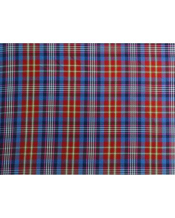 Woven Narrow Width Silk, Tartan, Red and Blue