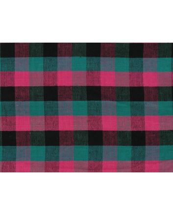 Woven Noile Silk Multi Check, Fuchsia and Jade