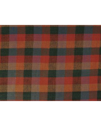 Woven Noile Silk Multi Check, Orange and Green