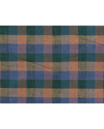 Woven Noile Silk Multi Check, Peach and Green