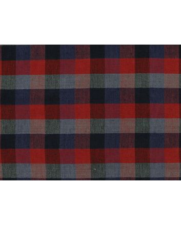 Woven Noile Silk Multi Check, Red and Blue