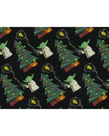 Yoda Christmas Tree Cotton Print, Black
